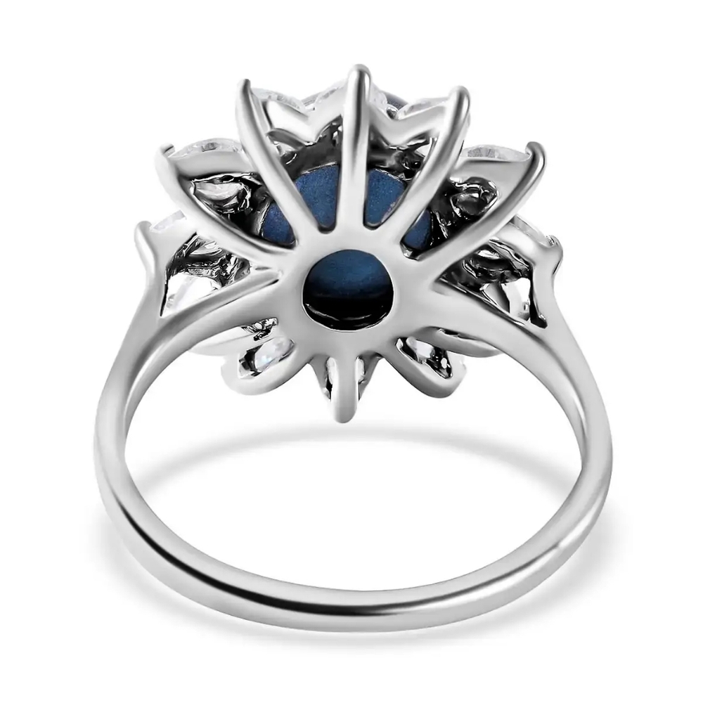 NWOT! Genuine Blue Star Sapphire and Moissanite Ring - Picture 9 of 9